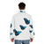Electric blue puffer jacket with morpho butterfly print design - men back