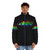 Pink Floyd 'The Dark Side of the Moon' Puffer Jacket with a colorful, rainbow-like design - men front