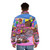Pink puffer jacket with candyland-inspired design - men back
