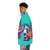 Neon unicorn puffer jacket with skateboarding design - men side left