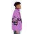 A colorful puffer jacket with a unicorn graphic design - men side right