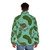 Pickleback patterned aqua puffer jacket with turquoise and green color scheme - men back