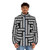 A puffer jacket featuring a pattern of piano keys, perfect for music lovers and pianists. - men front