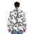 Undertale Annoying Dog Collage Puffer Jacket, featuring characters from the video game Undertale - men back