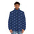 Blue puffer jacket with pi symbol design for math lovers - men front