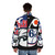 Philadelphia Sports Classic Puffer Jacket with Philadelphia skyline in the background - men back