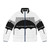 Black and white puffer jacket with umbrella design for stylish weather protection