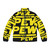 Puffer jacket with laser, stars, and nebula design