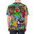 Colorful stained glass inspired t-shirt featuring intricate patterns and themes from the classic fairy tale "Beauty and the Beast". - men back