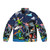 Puffer jacket with Peter Pan inspired design, featuring Neverland themes like pirates and galleons
