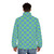 Earthbound inspired checkerboard teal and blue puffer jacket - men back