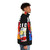 Colorful puffer jacket with an ugly, absurd face design - men side right