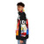Colorful puffer jacket with an ugly, absurd face design - men side left