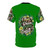 An all-over print t-shirt featuring a vibrant green floral and coffee design. - Back