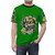 An all-over print t-shirt featuring a vibrant green floral and coffee design. - men front