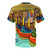 Bumper boats t-shirt with a scary boat and cursed shark on the ocean - Back