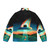 Colorful and vibrant puffer jacket featuring an alien cat design in a space-themed galaxy setting - Back