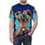 Muscular and hairy male figure wearing a bullethole-patterned t-shirt - men front