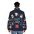 Dungeons and Cats puffer jacket with cute cat and dice design - men back