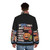 Annoying Orange inspired puffer jacket with "Best Things About School" design - men back