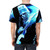 Buckethead-inspired electric tears graphic design on a blue T-shirt - men back