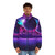 Retro-inspired puffer jacket with neon colors and futuristic design - men front