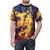 Vibrant and abstract particle physics-inspired graphic t-shirt design - men front