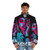 Bright neon puffer jacket with a hacker-inspired design - men front