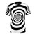 Hypnotic black and white swirl abstract graphic design on a t-shirt