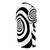 Hypnotic black and white swirl abstract graphic design on a t-shirt - men right