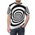 Hypnotic black and white swirl abstract graphic design on a t-shirt - men front