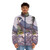 Peregrine falcon puffer jacket with watercolor bird painting design - men front
