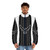 Dune-inspired House Atreides black puffer jacket with banner stripes - men front