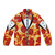 Pepperoni pizza puffer jacket with tuxedo style design