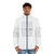 Dune inspired white puffer jacket with Atreides emblem - men front