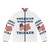 Trucker puffer jacket with American flag and "American Workforce" design