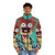 Pepe The King Prawn Muppets fan art puffer jacket design by Kristin Frenzel - men front