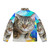 Vibrant psychedelic patterned puffer jacket for winter wear - Back