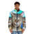 Vibrant psychedelic patterned puffer jacket for winter wear - men front