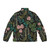 Tropical Dream Puffer Jacket featuring lush monstera leaves and palm trees - Back