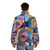Vibrant tropical garden puffer jacket with abstract shapes and patterns - men back