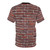 Closeup photo of a grungy, red brick wall texture used as the all-over print design on a t-shirt. - Back