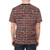Closeup photo of a grungy, red brick wall texture used as the all-over print design on a t-shirt. - men back