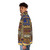 Puffer jacket featuring ancient Assyrian art design - men side left