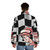 Speed Racer Checkered Flag Puffer Jacket featuring the iconic Mach 5 and Trixie - men back