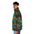 Peacock feather puffer jacket with vibrant and colorful feather design - men side left