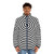 Trippy spiral black and white puffer jacket - men front