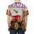 Colorful and psychedelic design featuring a vintage-style Brazilian tractor. - men back
