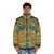 Amityaus Buddha Puffer Jacket featuring psychedelic, trippy, and Buddhist-inspired design - men front