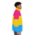 Colorful puffer jacket in pink, yellow, and blue - a stylish LGBTQ+ inspired design - men side right